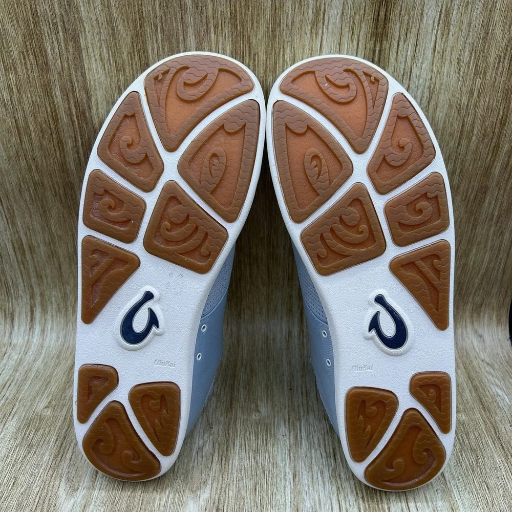 OluKai Nohea Moku Boat Shoes Men's 14 Light Denim Blue Mesh Sneakers 10283-DNDN